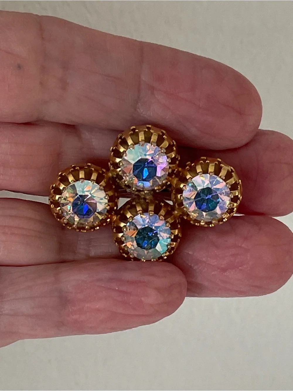 Vintage Aurora Borealis Cluster Pin Brooch Made in Austria